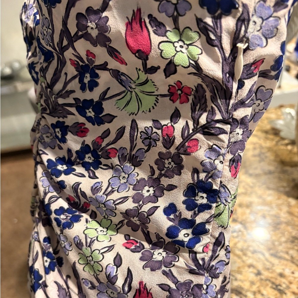 MARIA CHER RUCHED LONG SLEEVE MIDI DRESS FLORAL PRINT SIZE XS - Picture 8 of 9